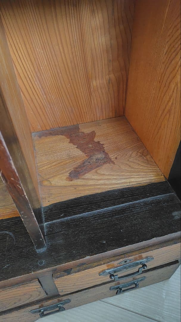 古家具　昭和レトロ　アンティーク 木製ガラス扉収納棚