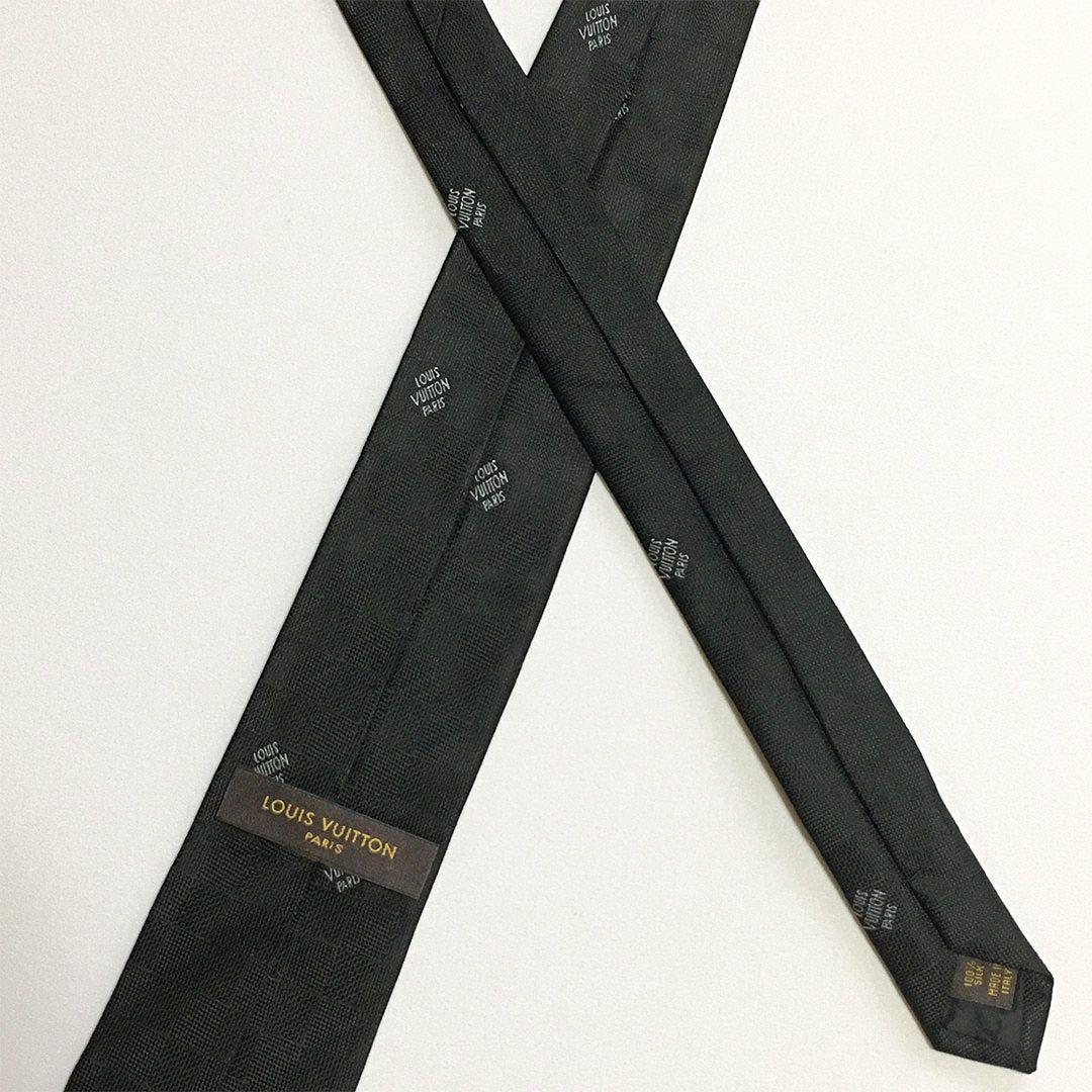 未使用級 ルイヴィトン Louis Vuitton ネクタイ ブラック ダミエ