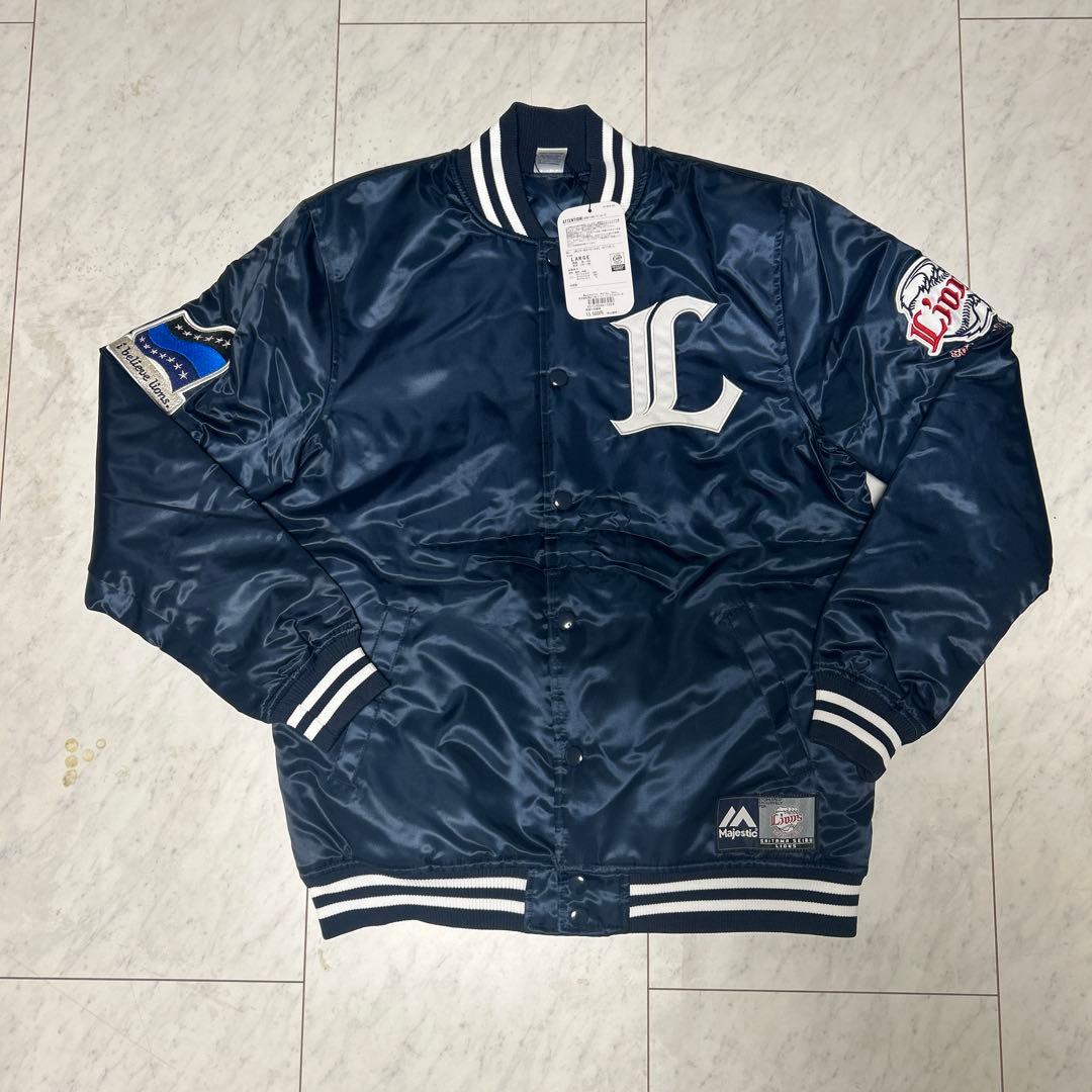 希少　タグ付新品　西武ライオンズサテンベースボールジャケットマジェスティック　L