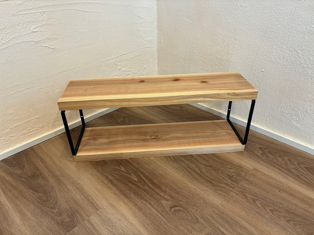 杉　無垢材 無塗装　アイアンラック 2段 棚 530㎜｜飾り棚・ハンドメイド