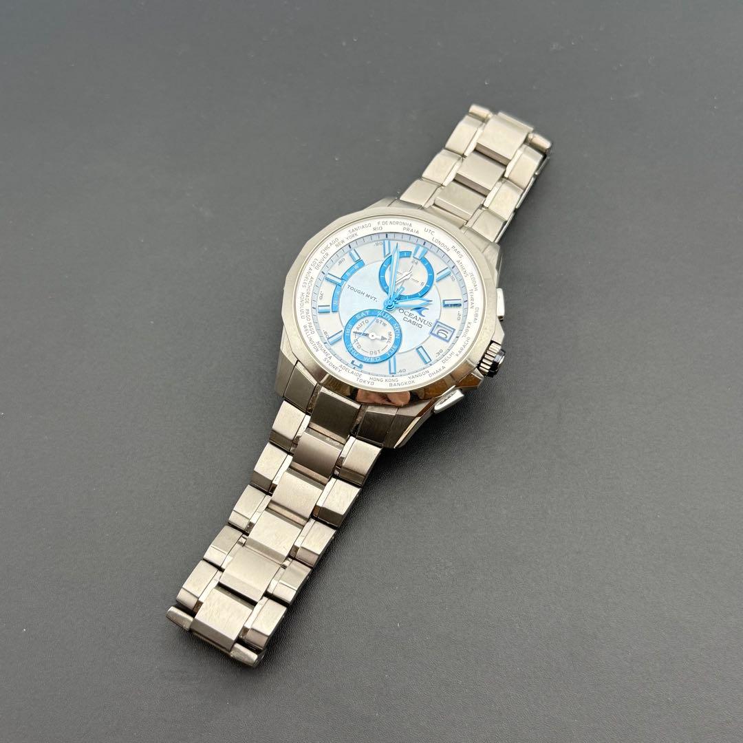 箱付き/稼働品✨カシオ オシアナス 腕時計 マンタ デイデイト ソーラー 青針