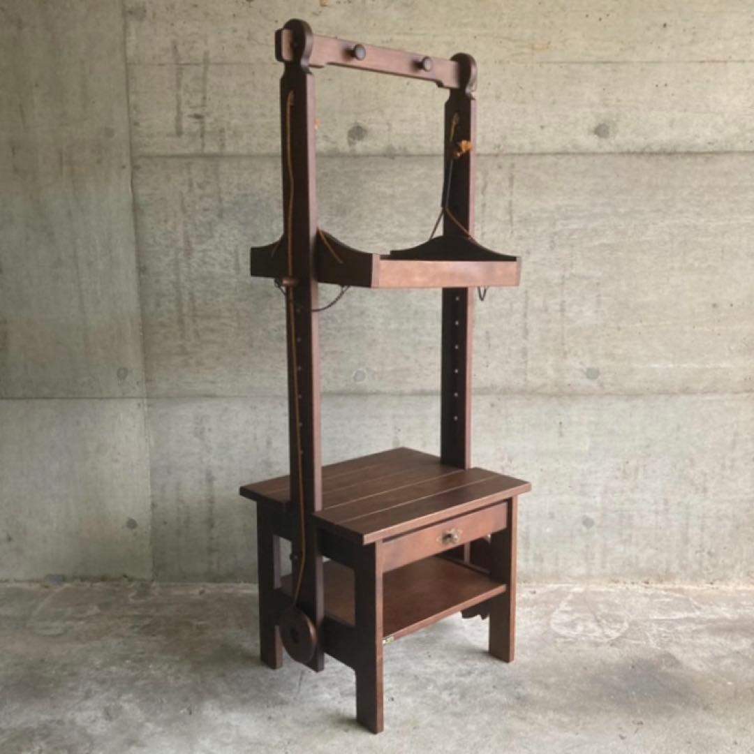 オールドカリモク ラック キャビネット 飾り棚 滑車 木製 レア 希少 レトロ