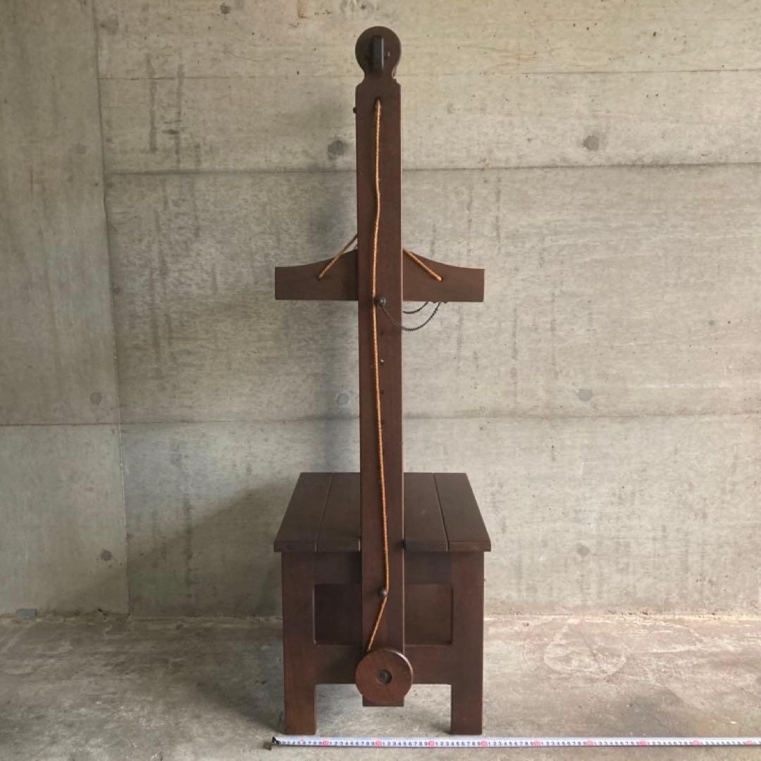 オールドカリモク ラック キャビネット 飾り棚 滑車 木製 レア 希少 レトロ