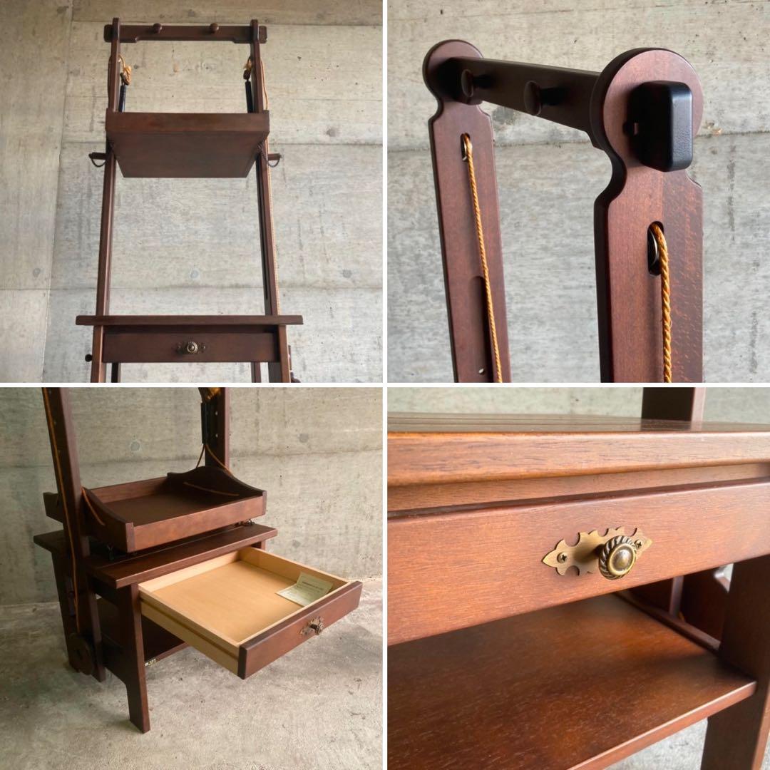 オールドカリモク ラック キャビネット 飾り棚 滑車 木製 レア 希少 レトロ