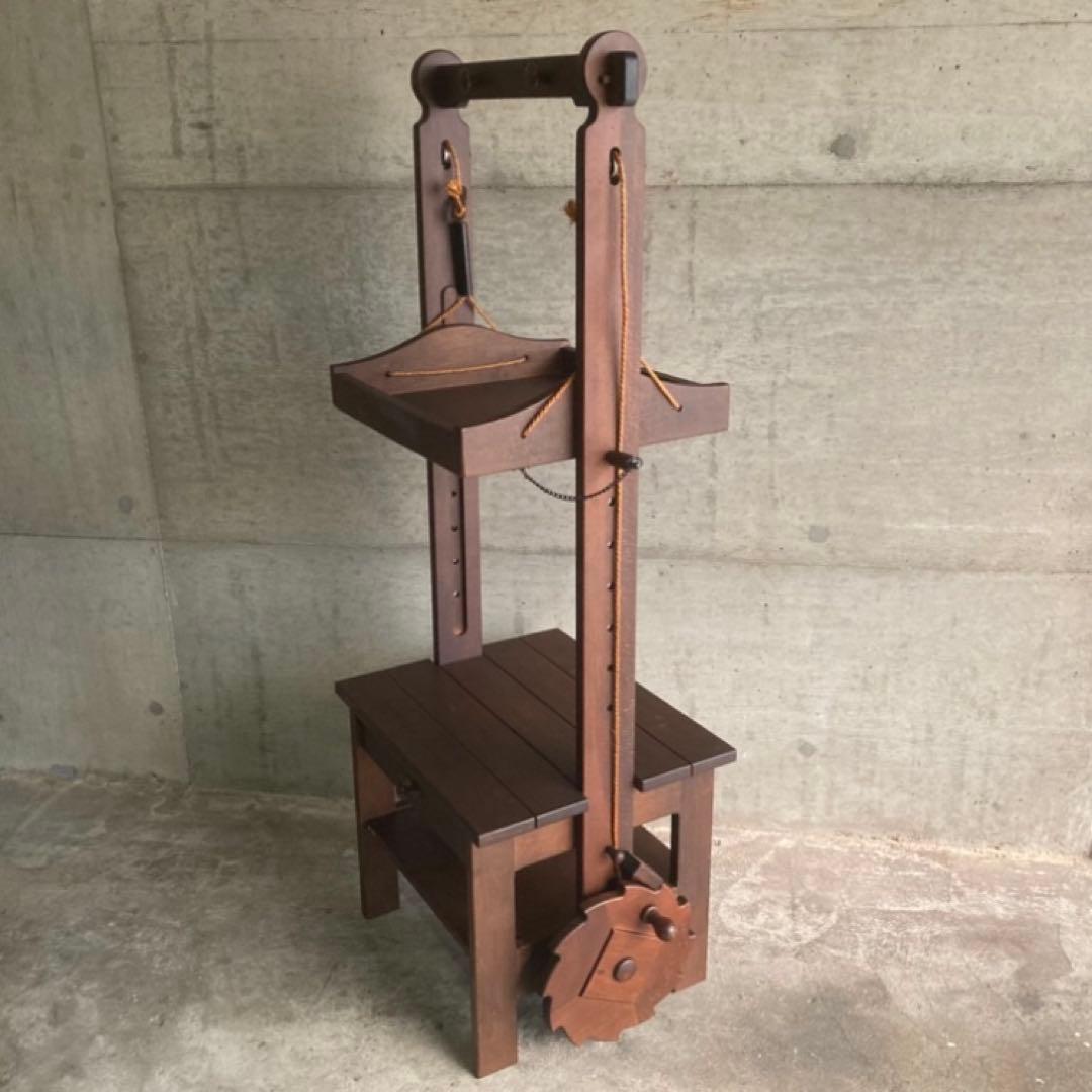 オールドカリモク ラック キャビネット 飾り棚 滑車 木製 レア 希少 レトロ