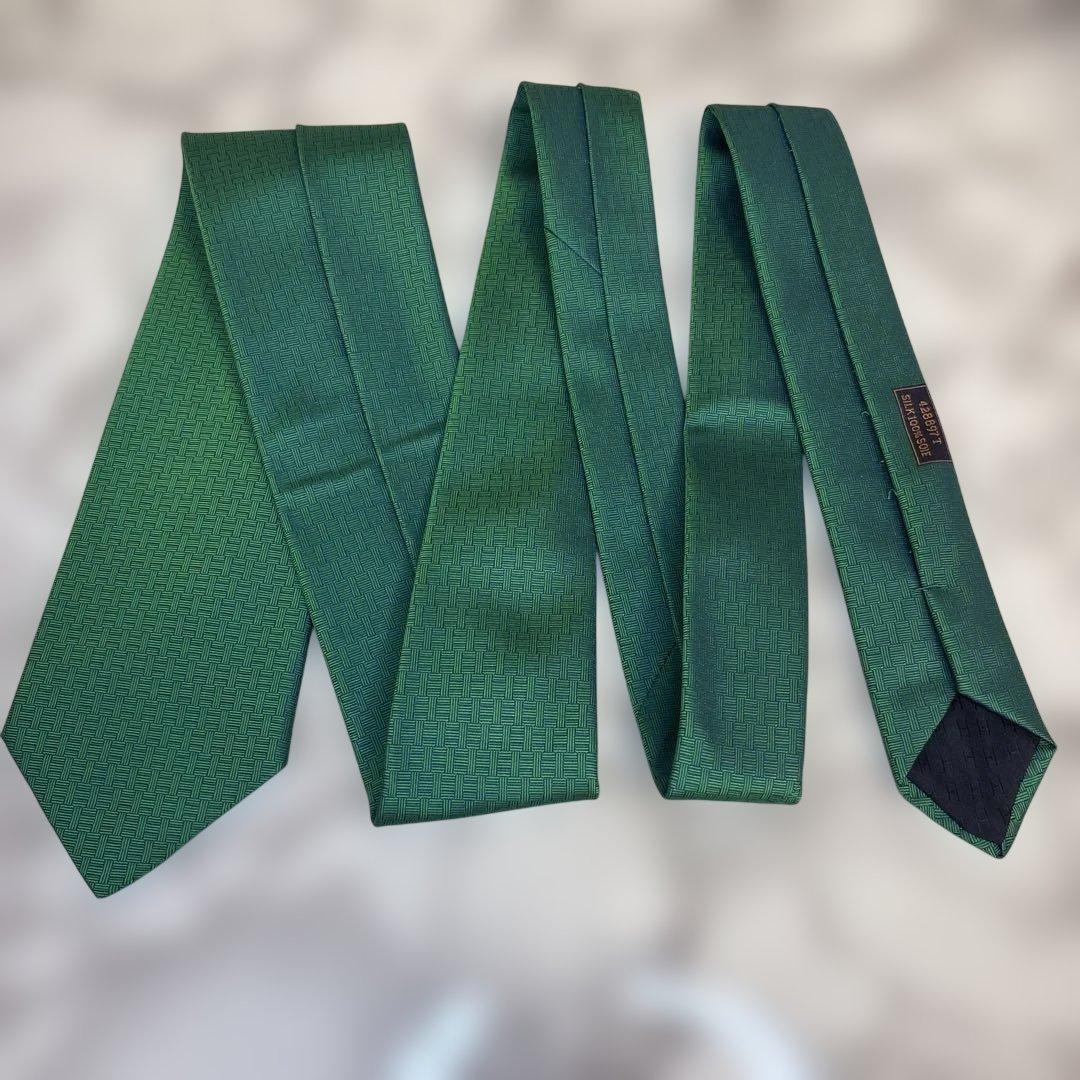 【箱付き✨】HERMES ネクタイ　ファソネ　グリーン　緑　ゴルフ　ワンポイント