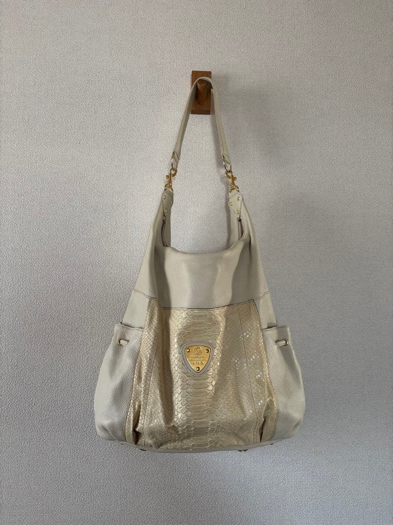 み*ご様 良品✨アタオ バルス 3way リュック 本革 パイソン クリーム シ