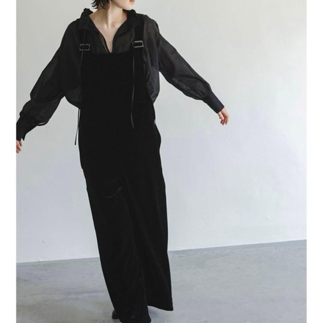アンシェヌマン ベロア オーバーオール サロペット 黒 定価約3万円 ブラック