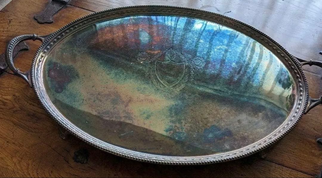 希少品◆Silver plated tray English c.1889-90