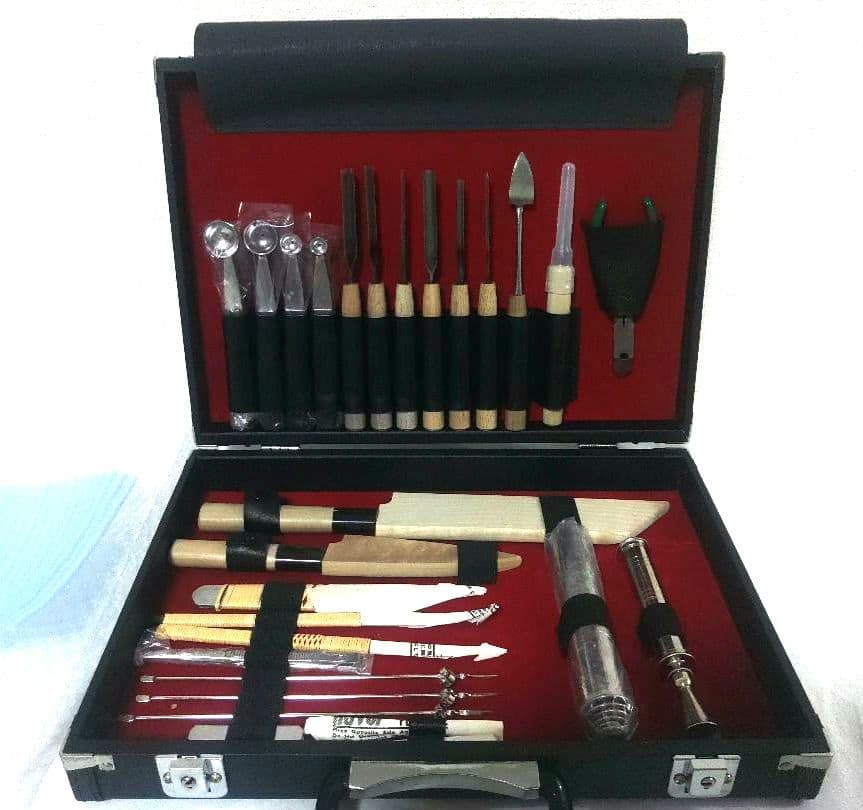 高級むきものセット　包丁　氷彫刻　細工切り【堺包丁】ケース　鍵付き