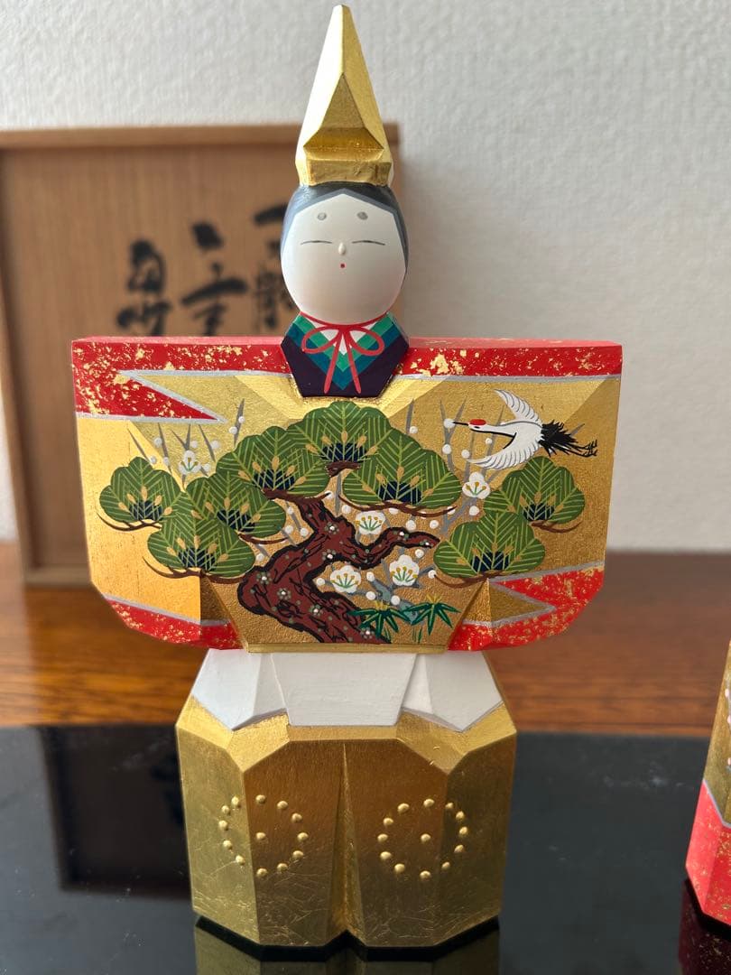 日本橋高島屋購入　最高級品　一刀彫　神泉　神泉作奈良　雛人形　立雛　20.5㎝