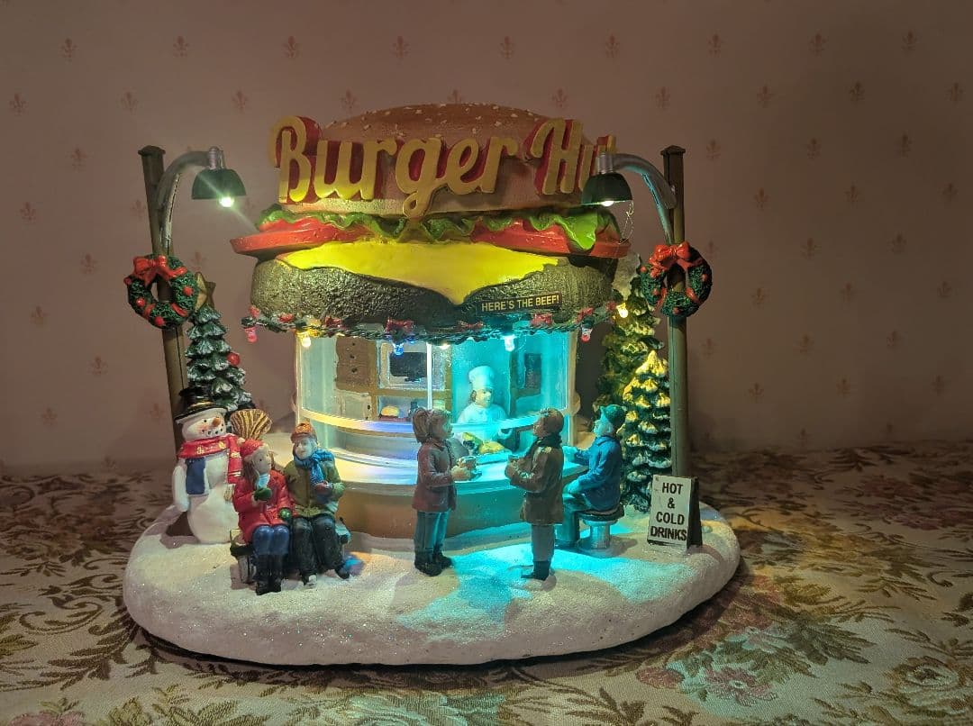 Xマスオルゴール LEMAX バーガーショップ ライトハウス イルミネーション