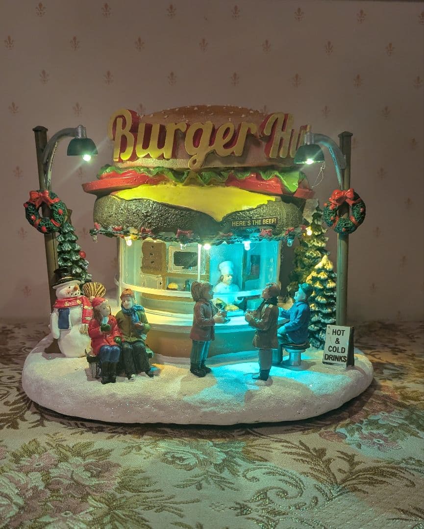 Xマスオルゴール LEMAX バーガーショップ ライトハウス イルミネーション