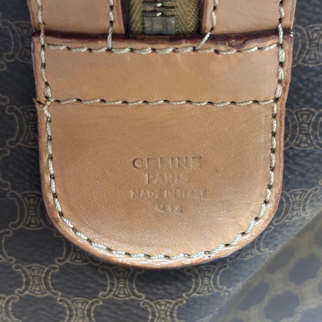 セリーヌ ボストンバッグ トリンオフ マカダム柄 ブラウン レザー 本革 PVC