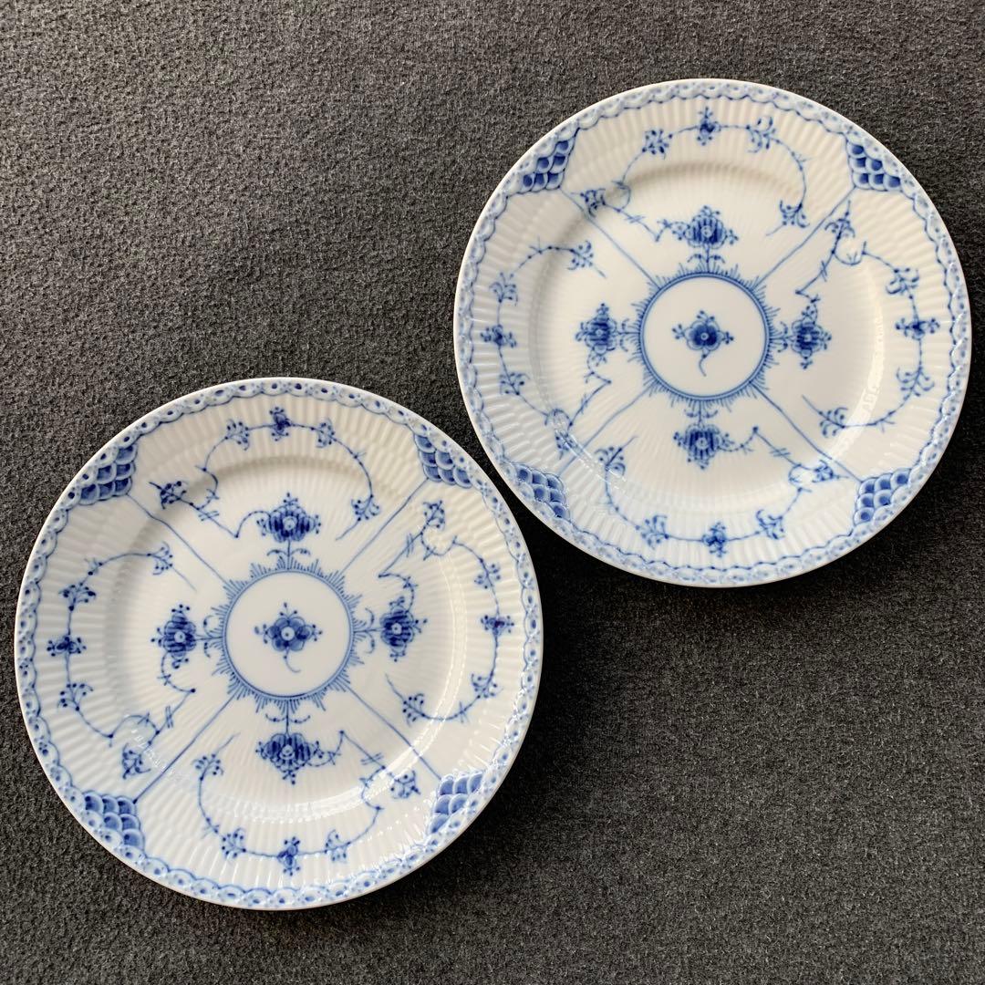 ロイヤルコペンハーゲン　ブルーフルーテッドハーフレース　プレート620 2枚