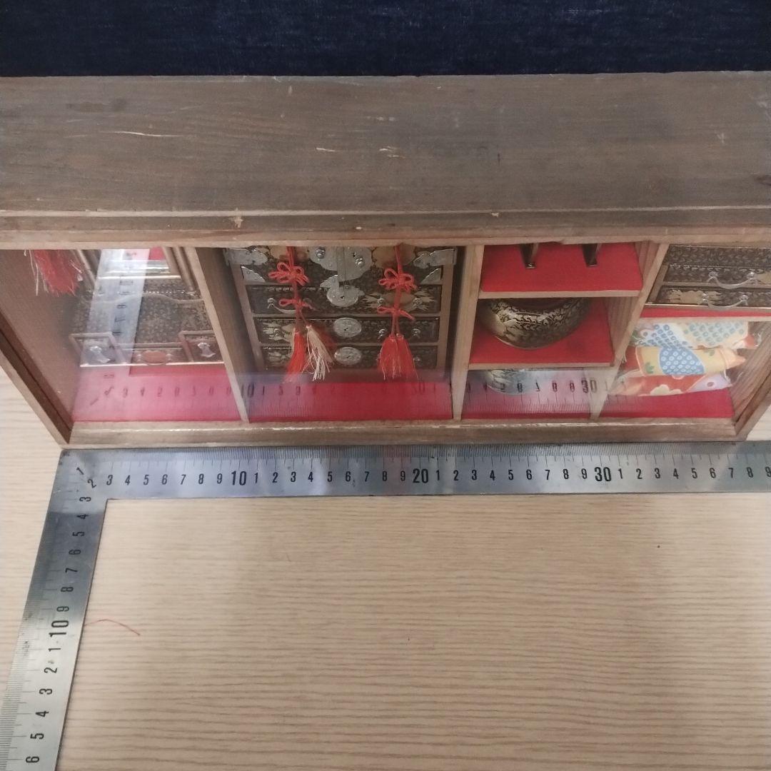 ひな人形セット 鏡付き 木製