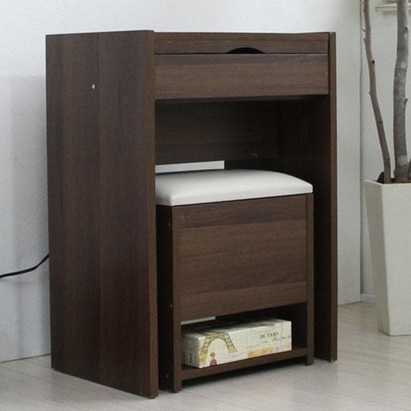 469　ドレッサースツール 2点セット 鏡台 ミラー ダークブラウン