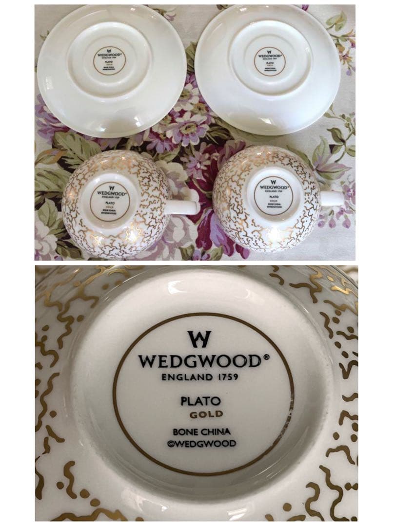 【レア美品】ウェッジウッド★PLATO GOLD★C/S 6客