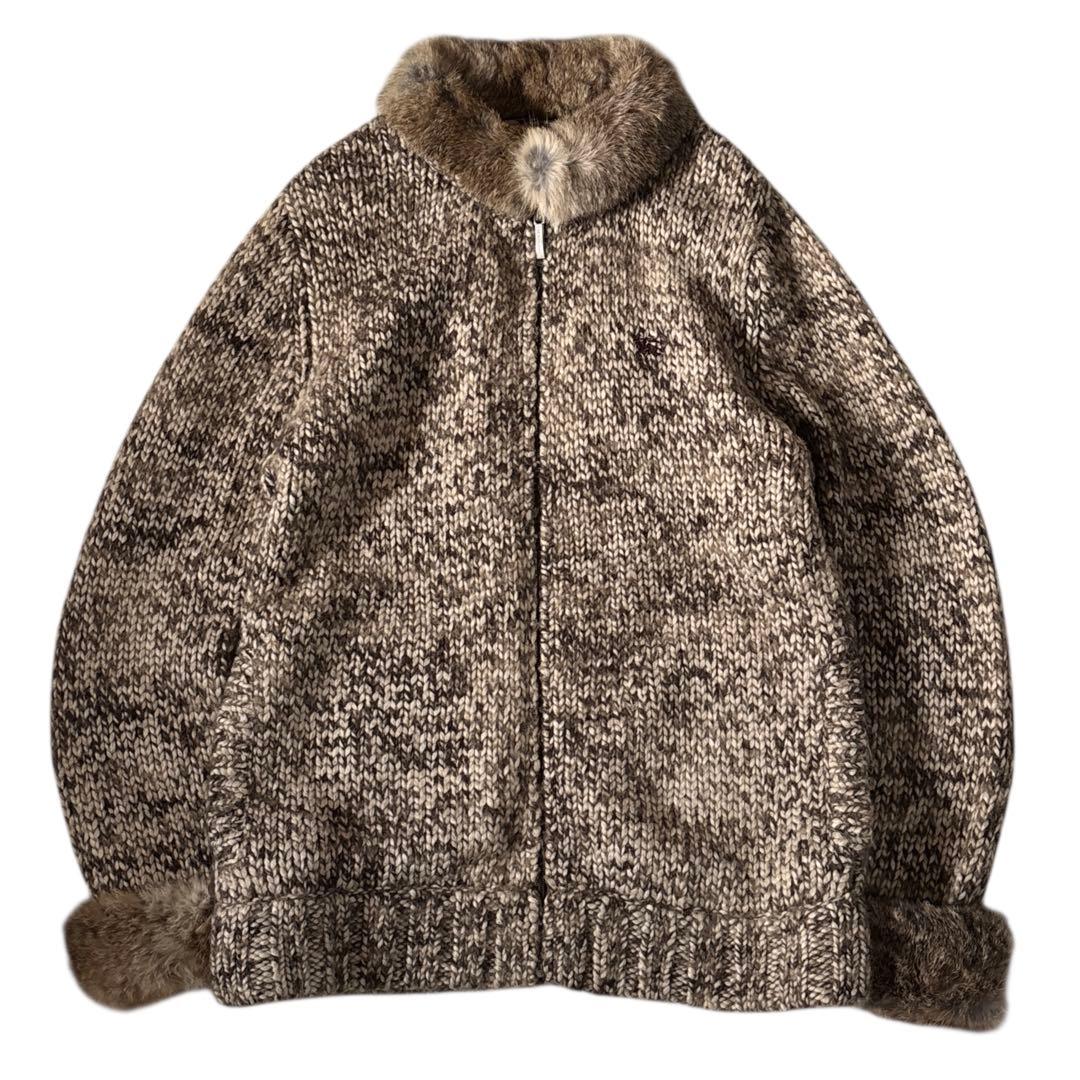 BURBERRY バーバリーブラックレーベル ニット ファー ノバチェック