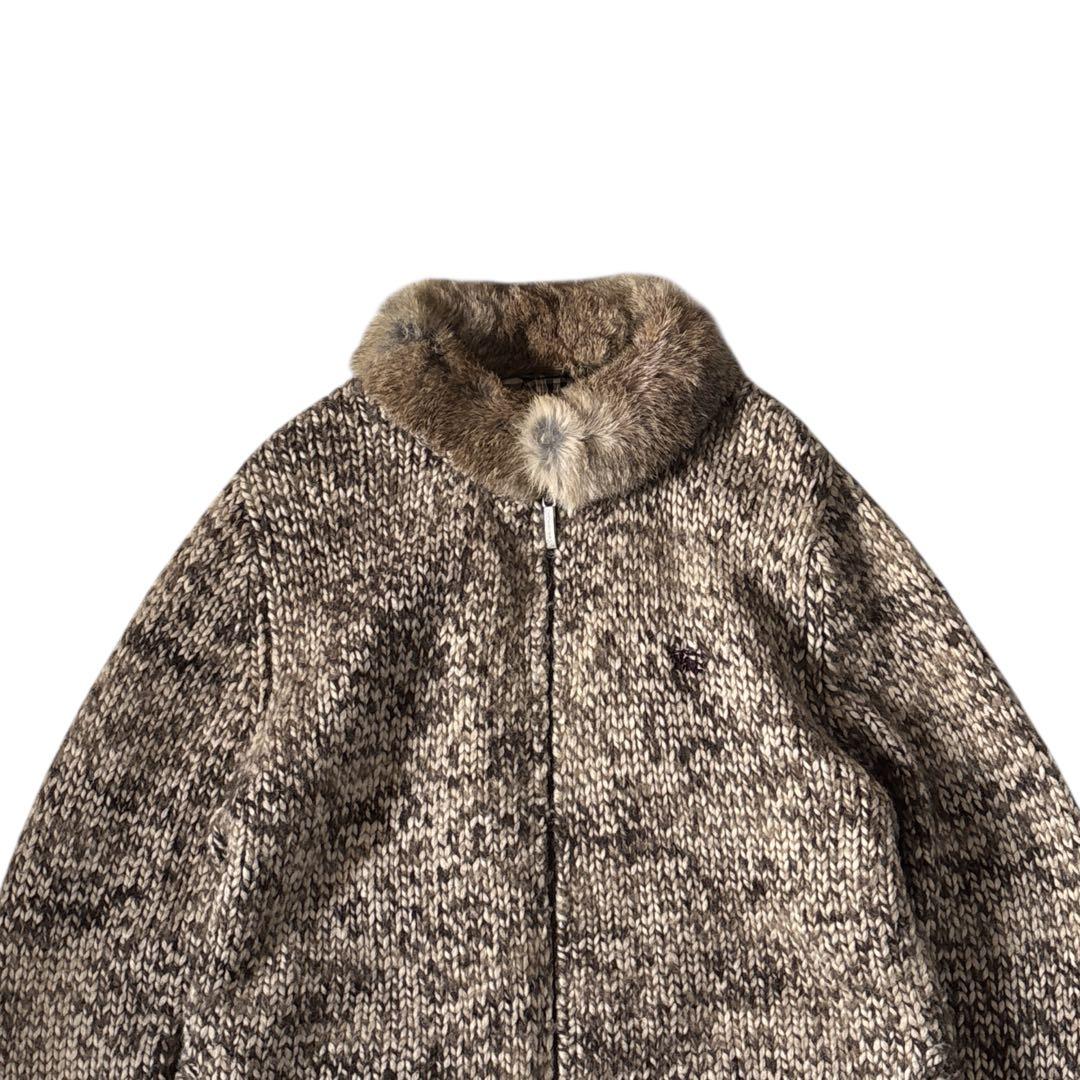 BURBERRY バーバリーブラックレーベル ニット ファー ノバチェック