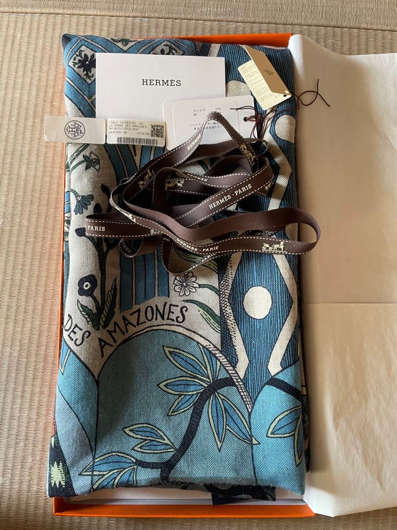 エルメス アマゾンのダンス カシミヤシルク ストール 140cm