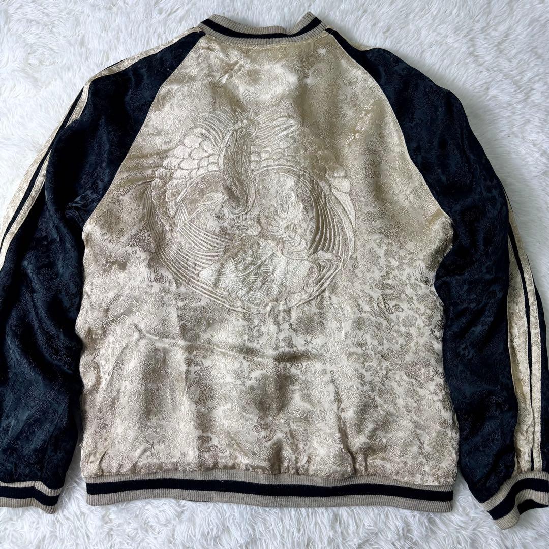 希少✨花旅楽団　スカジャン　リバーシブル　豪華刺繍　ブラック×ゴールド　L