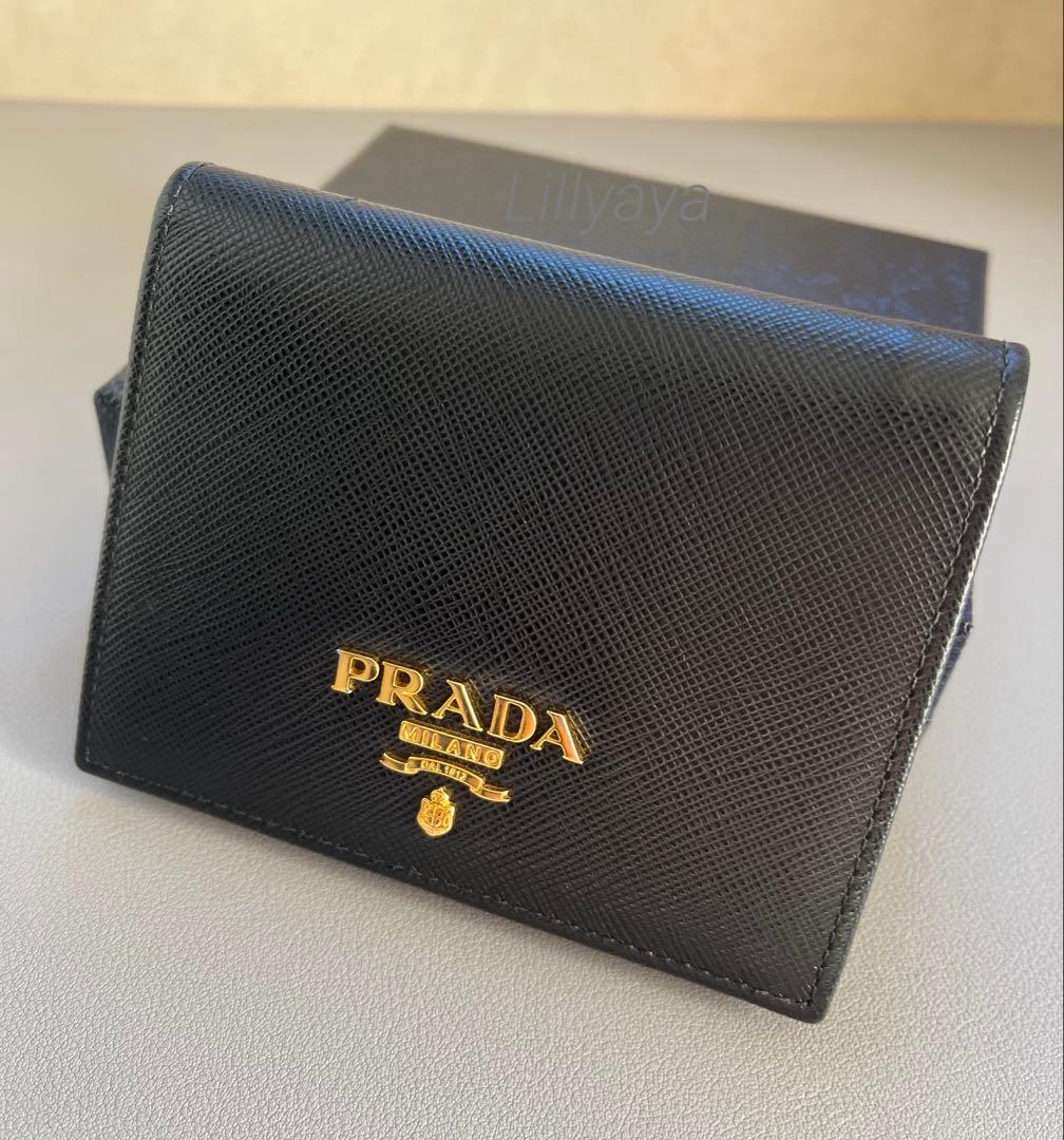 【美品】PRADA サフィアーノレザー 二つ折り財布