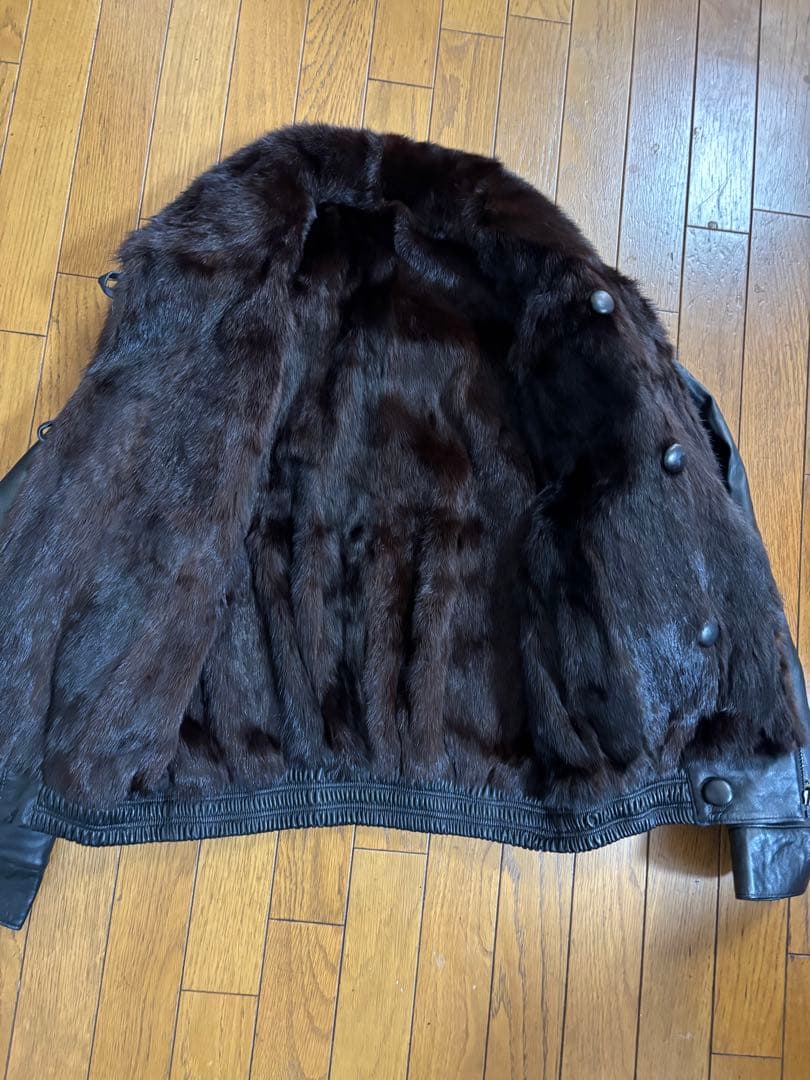 リバーシブル　レザー&ミンクファー　　レザージャケット　レトロ