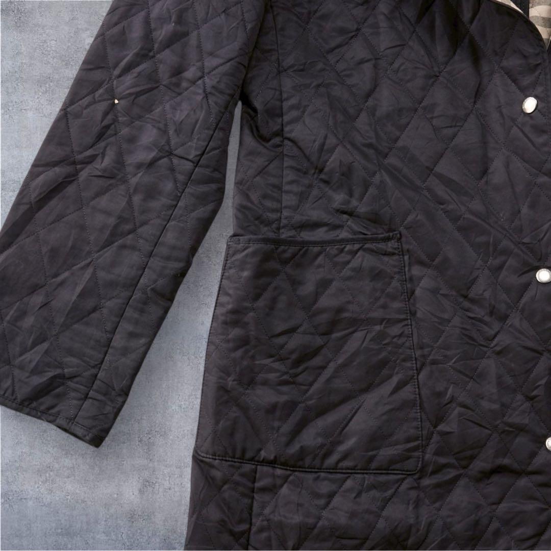 BurberryLondonノバチェック裏地フード付き ロングコートキルティング