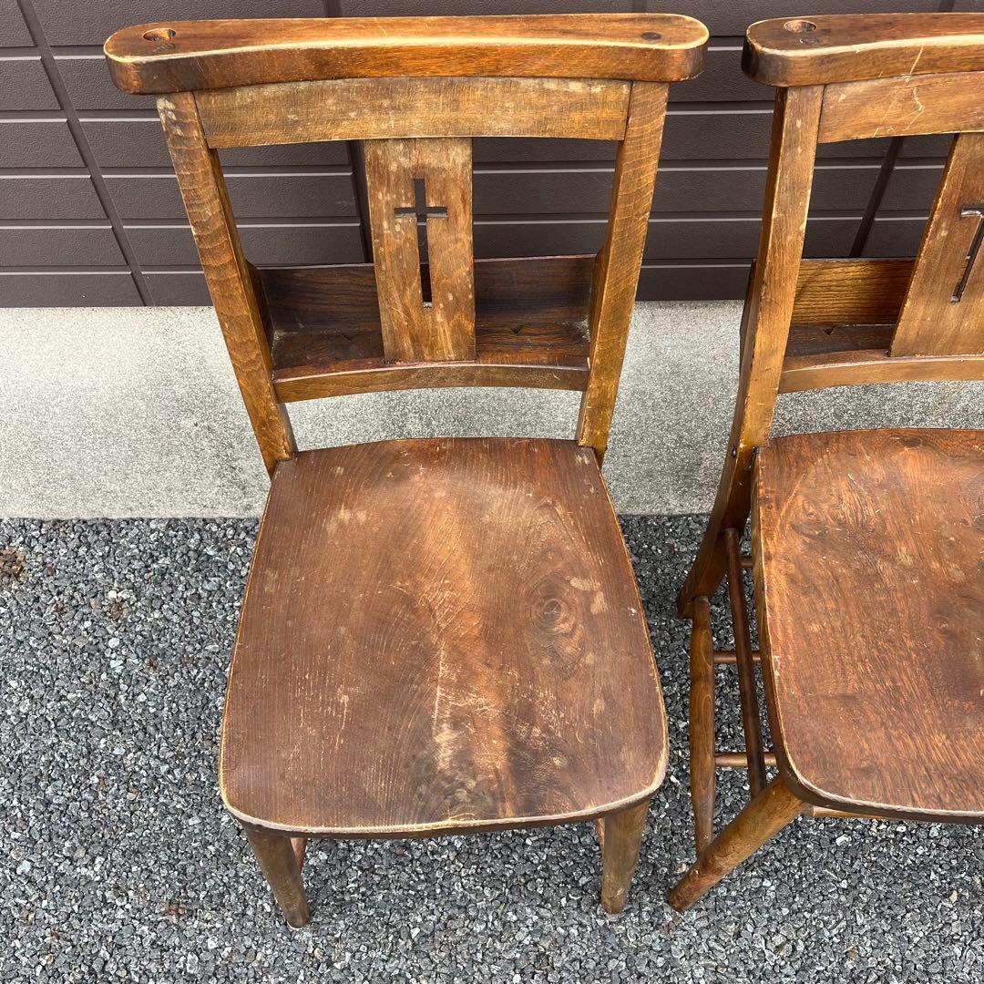 アンティーク　チャーチチェア　ダイニング　教会　椅子　イギリス　ヴィンテージ　①