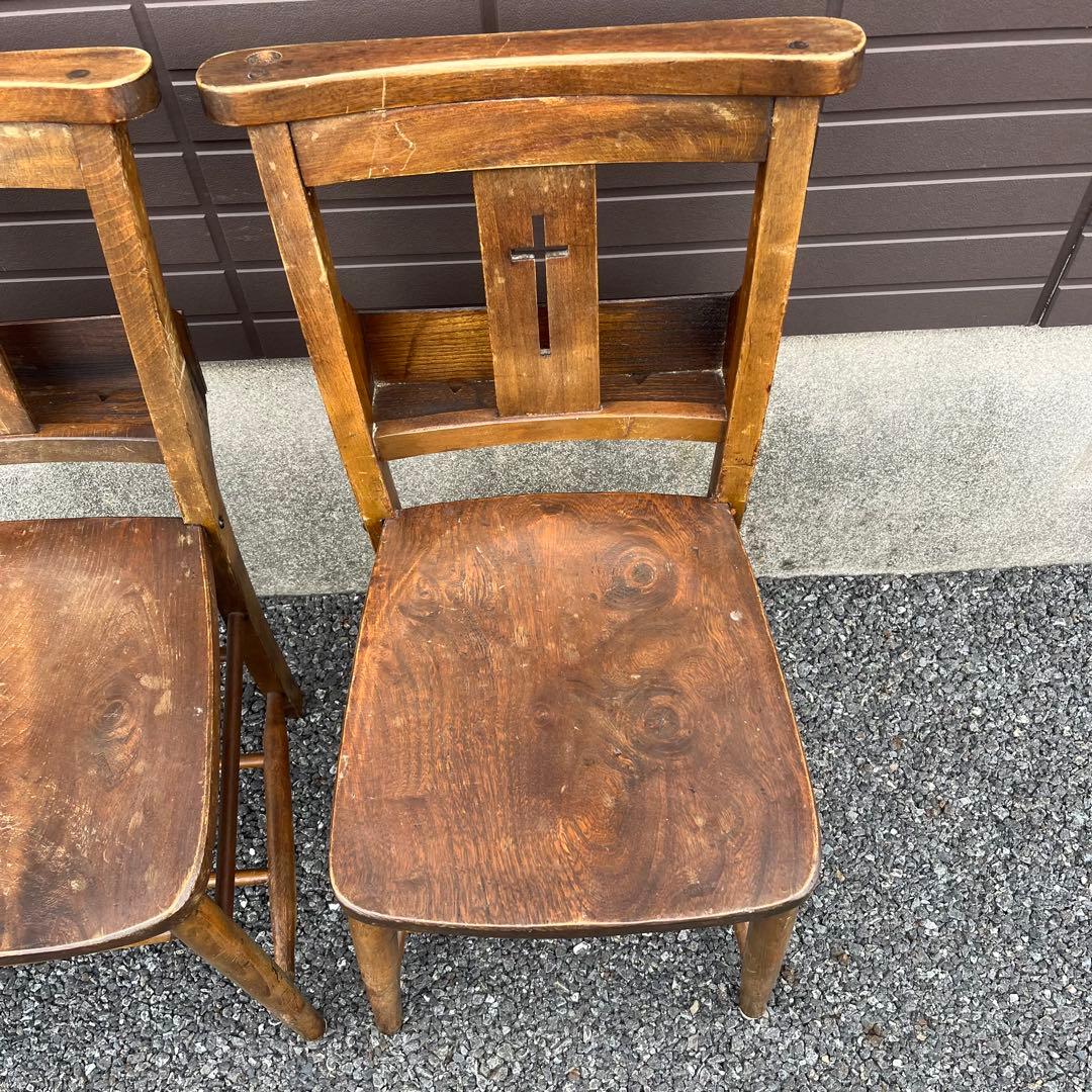 アンティーク　チャーチチェア　ダイニング　教会　椅子　イギリス　ヴィンテージ　①