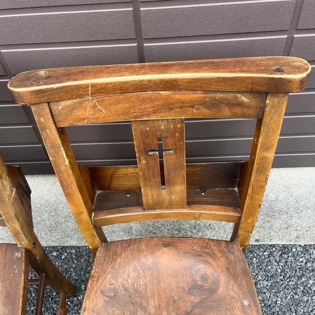 アンティーク　チャーチチェア　ダイニング　教会　椅子　イギリス　ヴィンテージ　①