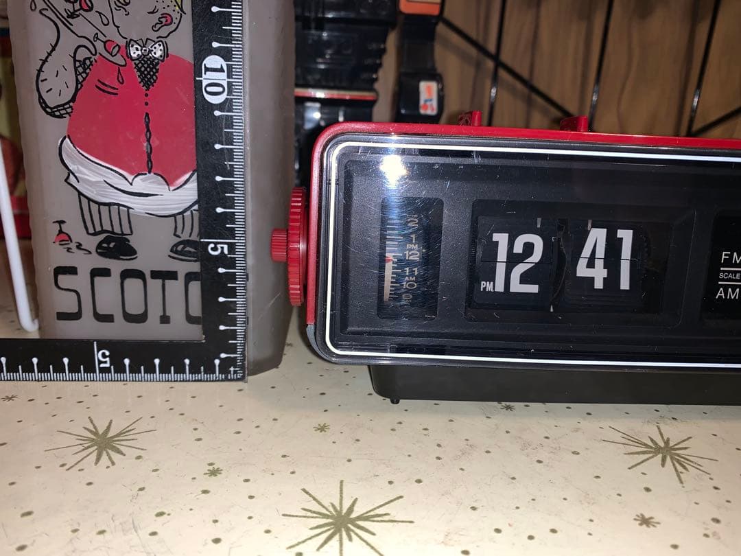 昭和レトロ　動作品　ナショナル　ラジオ付　パタパタ時計　スペースエイジ　イームズ