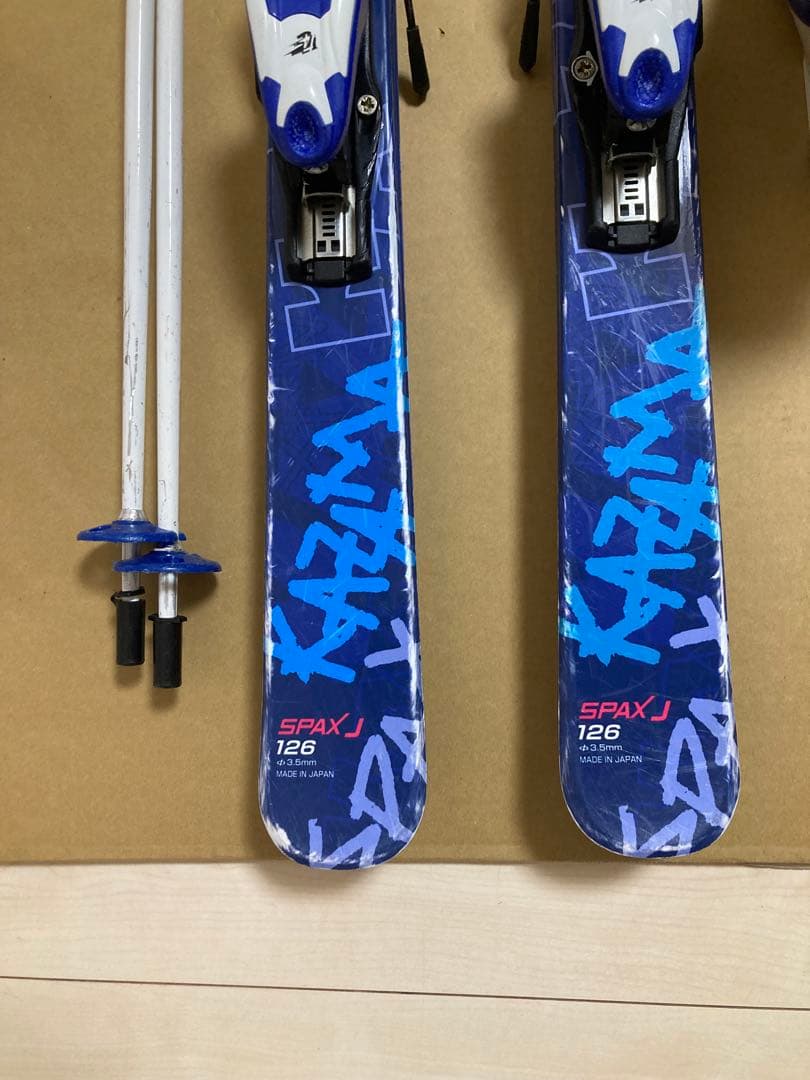 KAZAMA キッズ用スキー板126cm ブーツ23cm ストック100cm