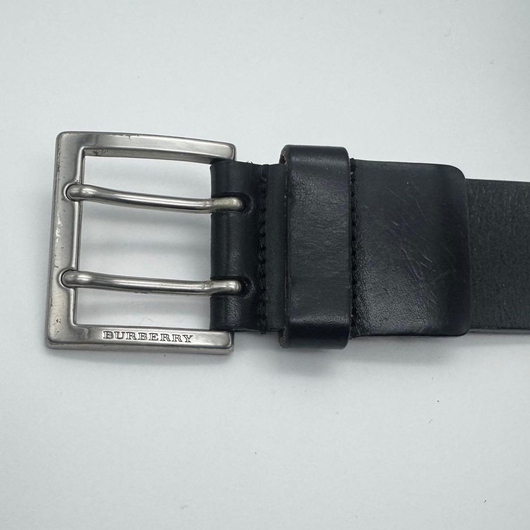 BURBERRY バーバリー レザーベルト シルバー ブラック メンズ ビジネス