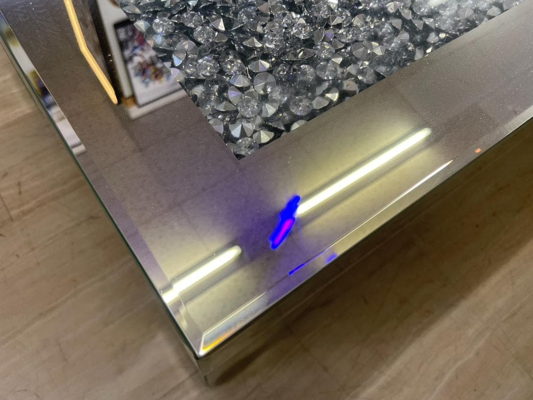 キラキラ　センターテーブル　ミラー　シルバー　ローテーブル　座卓　幅110　机