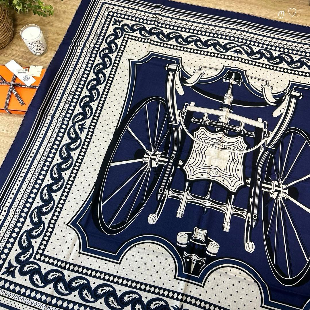 HERMES　エルメス　カレ140　ジェアン　四輪馬車の車輪バンダナ　カシシル