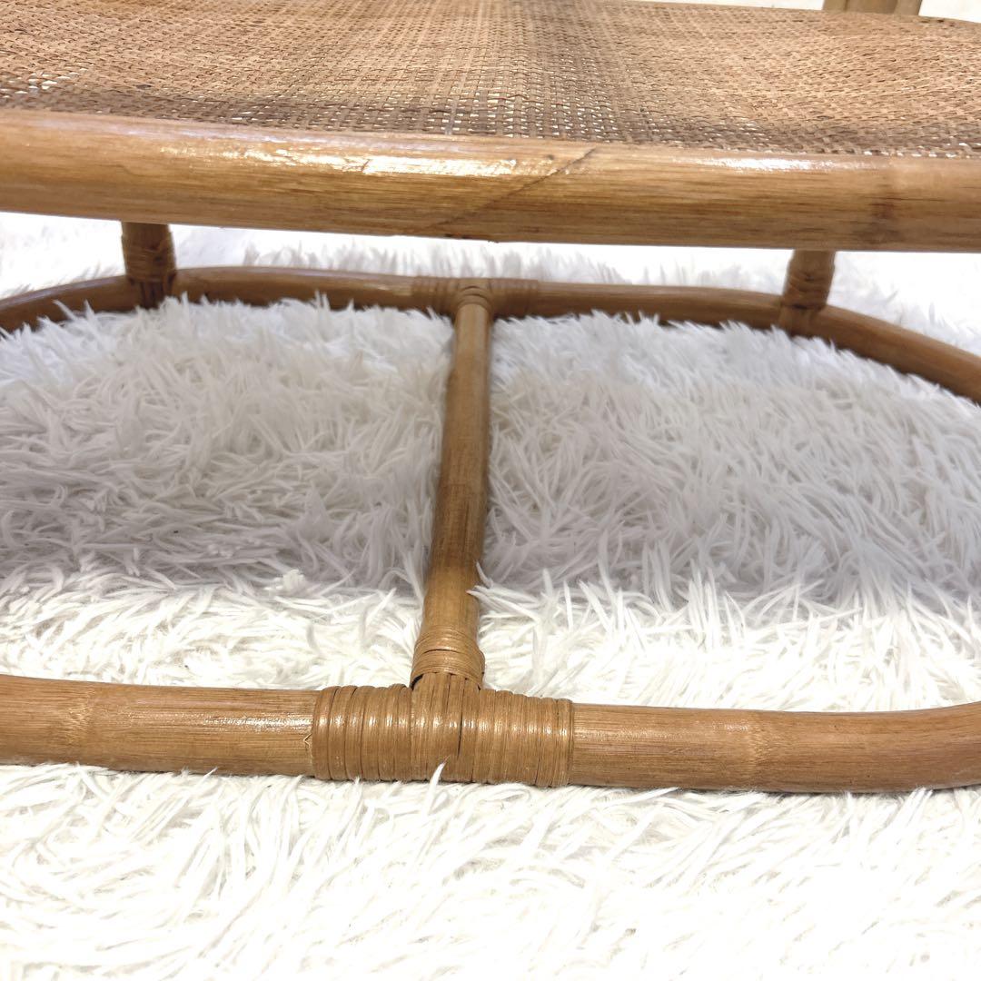 ラタン　テーブル　ガラス　昭和レトロ　アジアンテイスト　送料無料