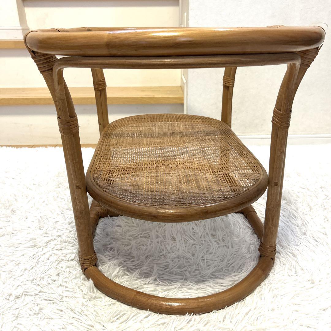 ラタン　テーブル　ガラス　昭和レトロ　アジアンテイスト　送料無料