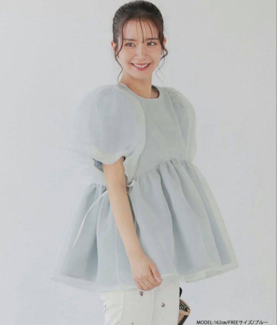 fit more クリンクルシアーオーガンジーペプラムトップス