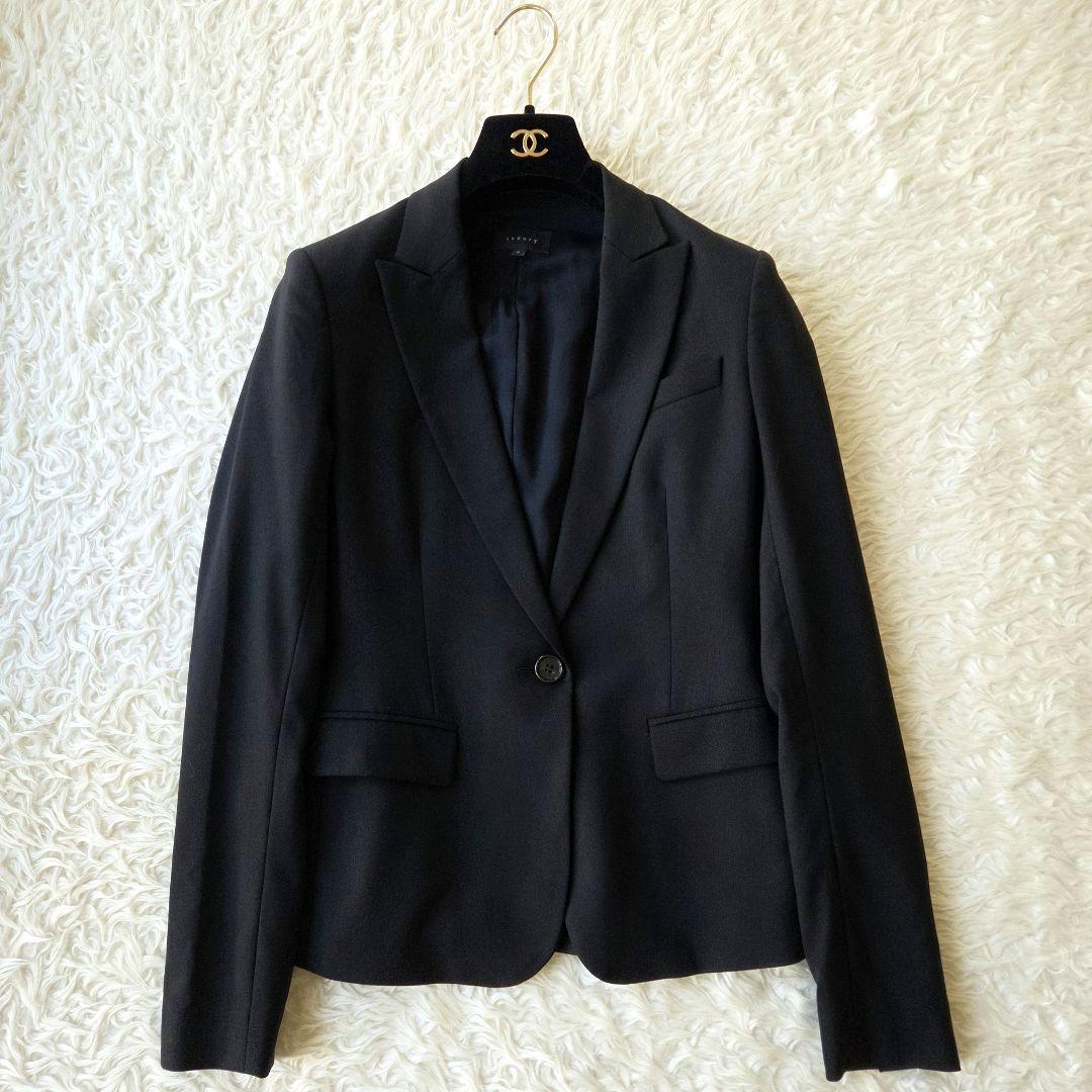 美品✨セオリー　テーラード　1B　パンツスーツ　セットアップ　ストレッチ　黒　S