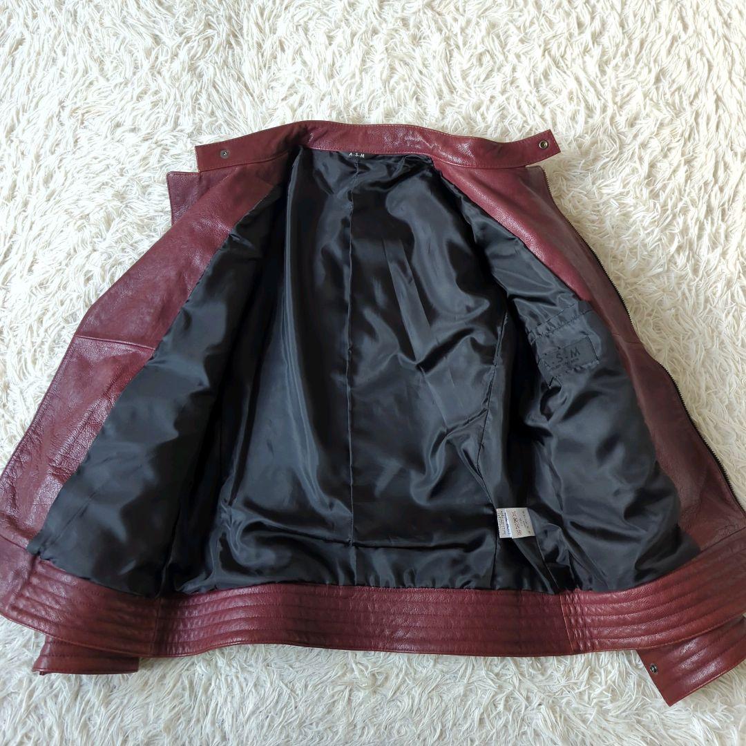 美品 A.S.M アトリエサブメン シングルライダース 本革 バーガンディ L