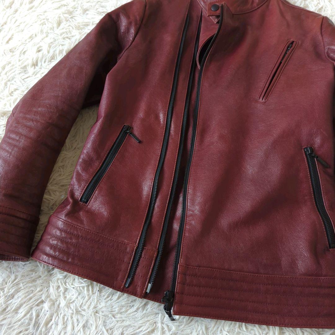 美品 A.S.M アトリエサブメン シングルライダース 本革 バーガンディ L