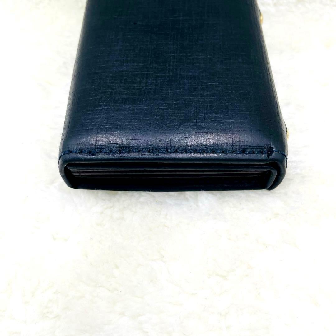 m+ エムピウ 折り財布 ミッレフォッリエ Ⅱ P25 クアドレッティ ネイビー