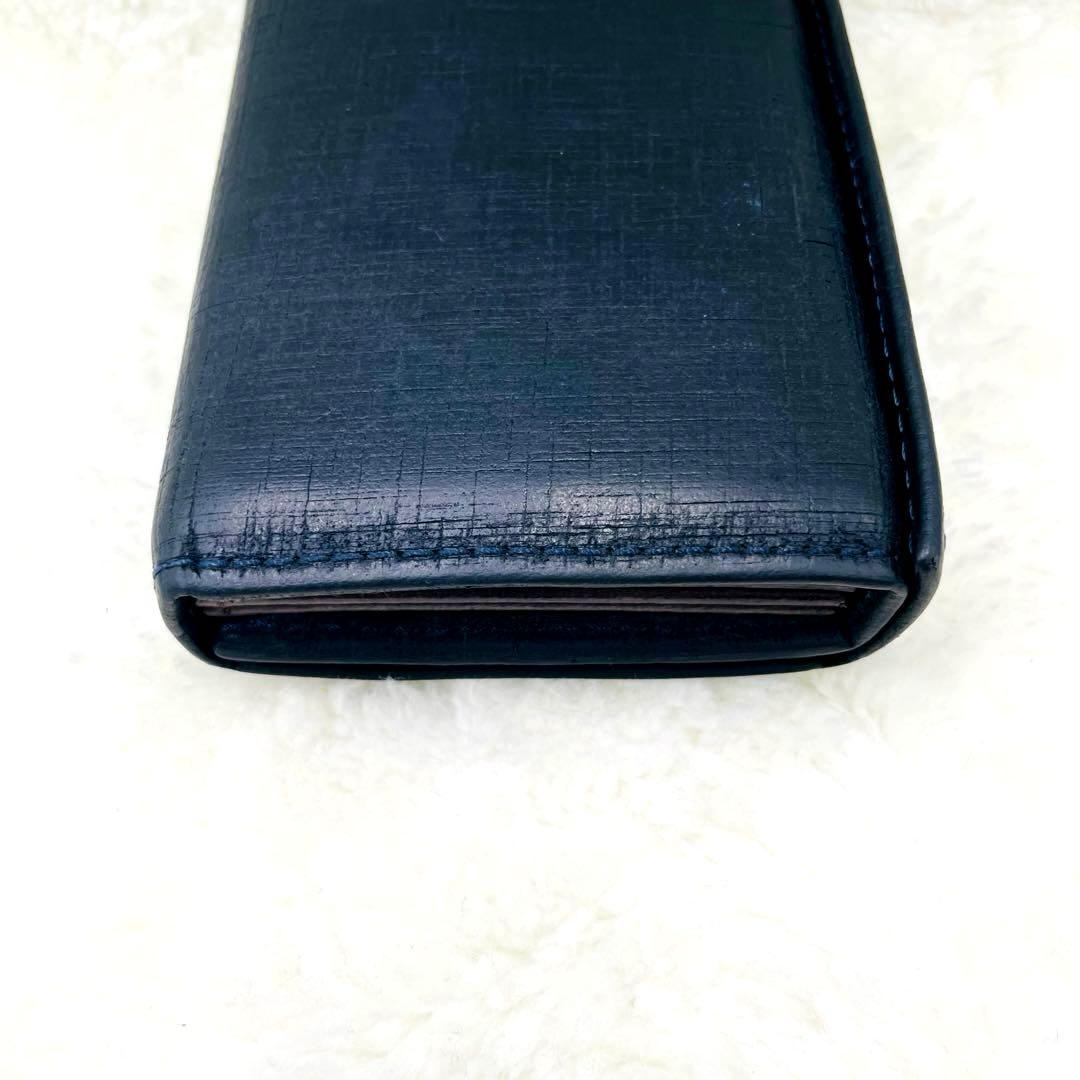 m+ エムピウ 折り財布 ミッレフォッリエ Ⅱ P25 クアドレッティ ネイビー