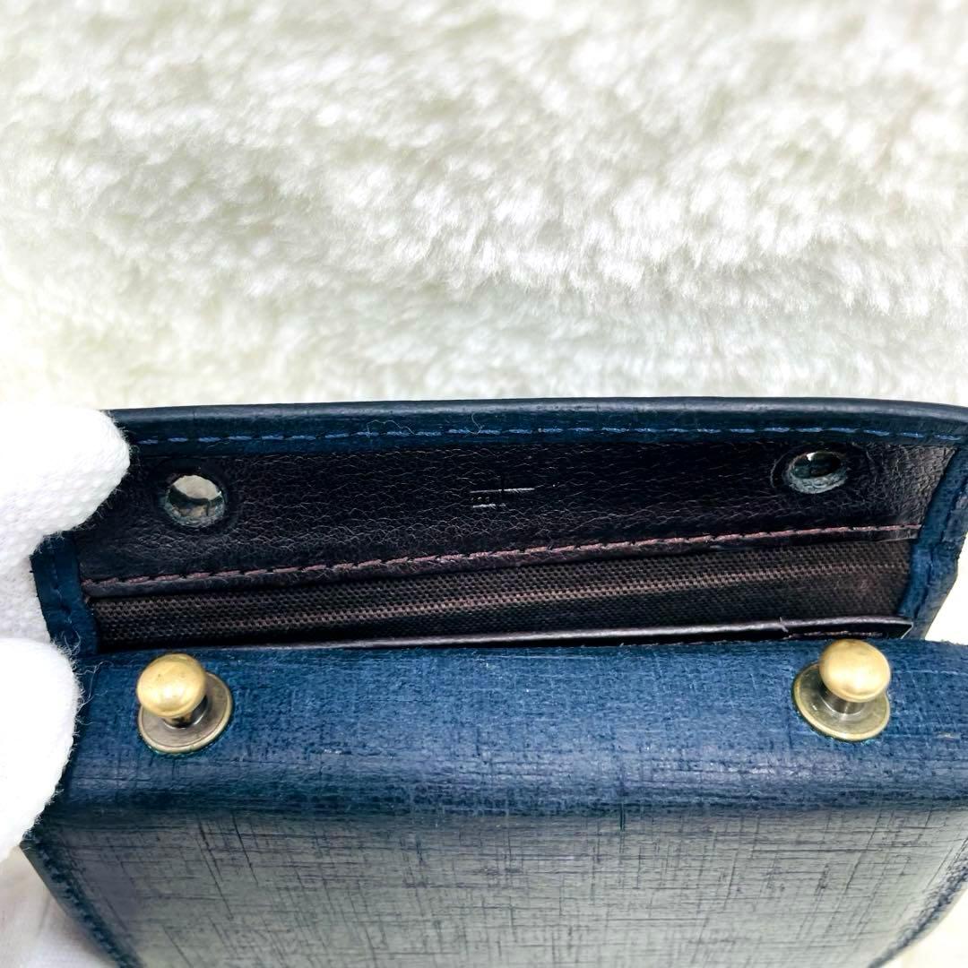 m+ エムピウ 折り財布 ミッレフォッリエ Ⅱ P25 クアドレッティ ネイビー