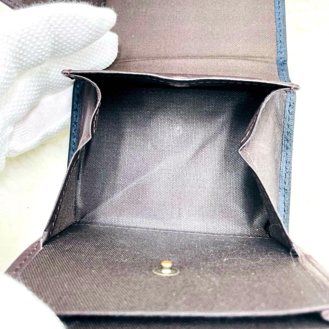 m+ エムピウ 折り財布 ミッレフォッリエ Ⅱ P25 クアドレッティ ネイビー