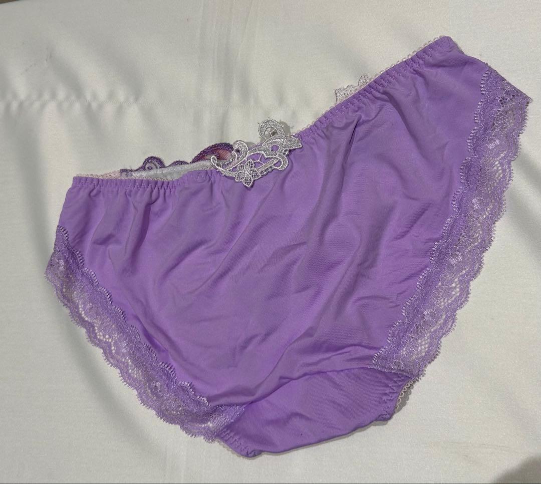 【D65】Salute パープル 花柄ブラジャーショーツセット