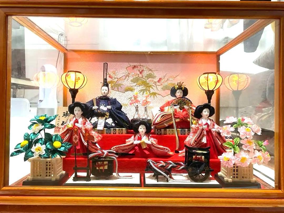 雛人形　ガラスケース付き　5人　ひな祭り　お雛様