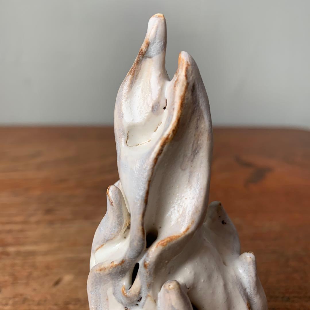 妻の作った　白い炎　香炉　お香立て　陶芸　妖怪　つるべ火